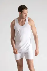 Seher Yıldızı Erkek 6'lı Paket Beyaz Erkek Penye Atlet