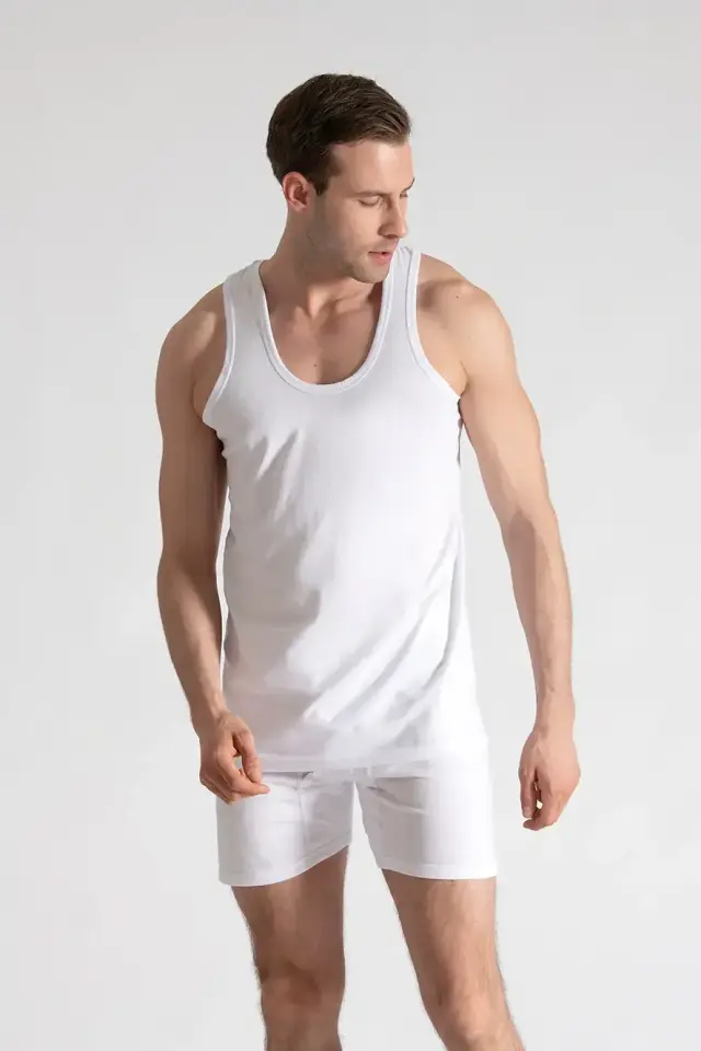 Seher Yıldızı Erkek 6'lı Paket Beyaz Erkek Penye Atlet 7/3XL