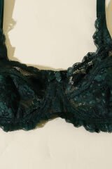 Dantelli Balenli Sütyen Zümrüt Yeşili