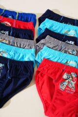 Tutku 12'li Erkek Çocuk Baskılı Elastan Külot Kombin