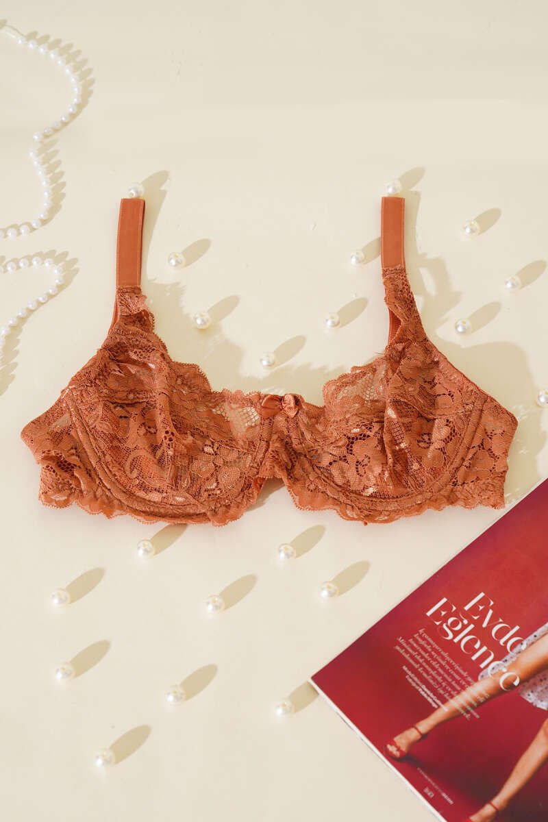 Dantelli Balenli Sütyen Bakır