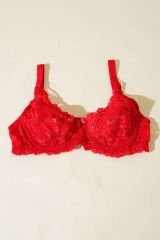 Dantelli Balenli Sütyen Kırmızı