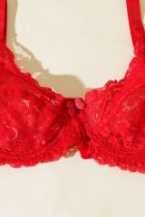 Dantelli Balenli Sütyen Kırmızı