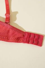 Jakarlı Dantel Detaylı Desteksiz Sütyen Nar Çiçeği