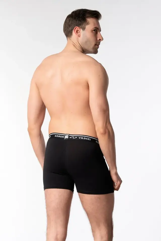Seher Yıldızı Erkek 3’lü Siyah Elastan Boxer S - 3'lü