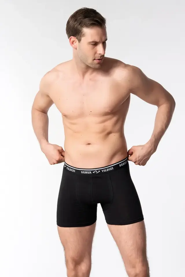 Seher Yıldızı Erkek 3’lü Siyah Elastan Boxer XL - 3'lü