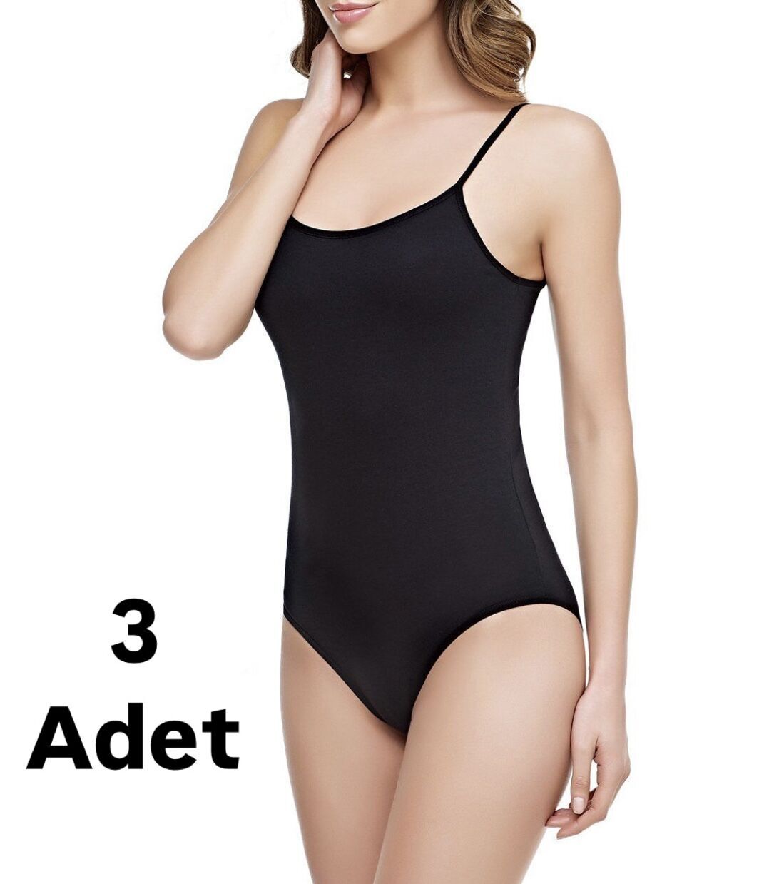 Tutku Kadın 3’lü Paket Siyah İp Askı Badi