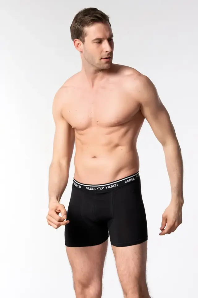 Seher Yıldızı Erkek 3’lü Siyah Elastan Boxer M - 6'lı