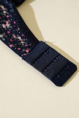 Çiçek Desenli Destekli Sütyen Lacivert