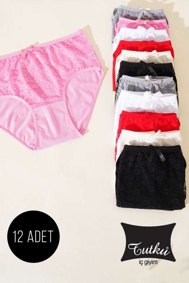 Tutku Kadın 12'li Paket Elastan Tüllü Bato 5/XL - Kombin
