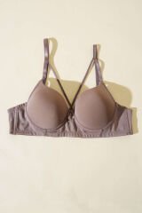 Mikro Çapraz İp Askılı Destekli Sütyen Vizon