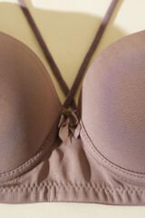 Mikro Çapraz İp Askılı Destekli Sütyen Vizon