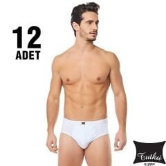 Tutku Erkek 12’li Paket Slip Kom Beyaz Külot