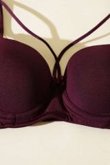 Mikro Çapraz İp Askılı Destekli Sütyen Koyu Mürdüm