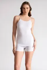 Tutku Kadın 6'lı Paket Beyaz Ribana İp Askılı Atlet