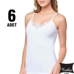 Tutku Kadın 6’lı Paket İp Askı Güpürlü Atlet