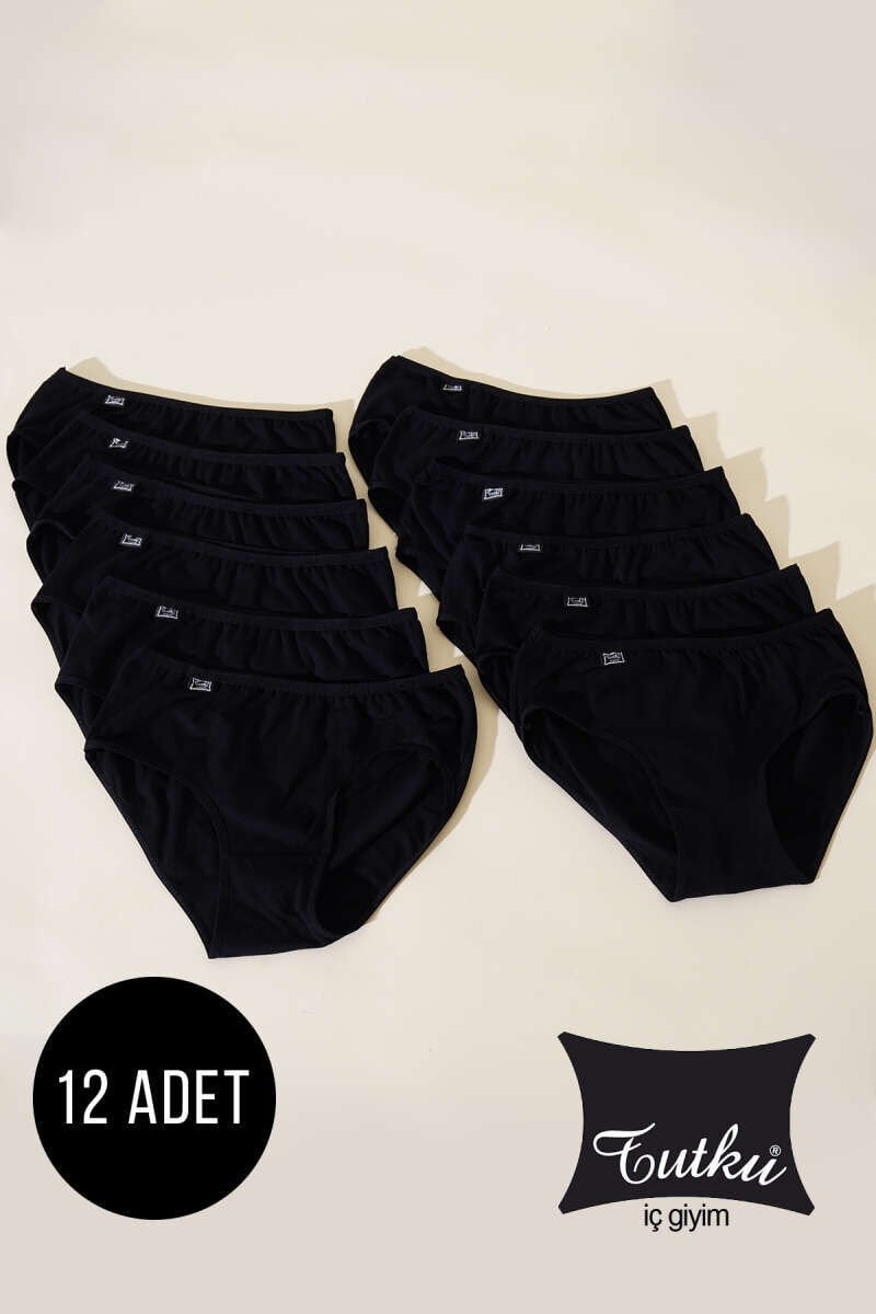 Tutku Kadın 12'li Paket Beyaz Elastan Bato İnce Lastik Siyah