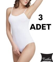 Tutku Kadın 3’lü Paket Beyaz İp Askı Badi
