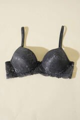 Dantelli Desteksiz Sütyen Antrasit