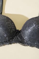 Dantelli Desteksiz Sütyen Antrasit