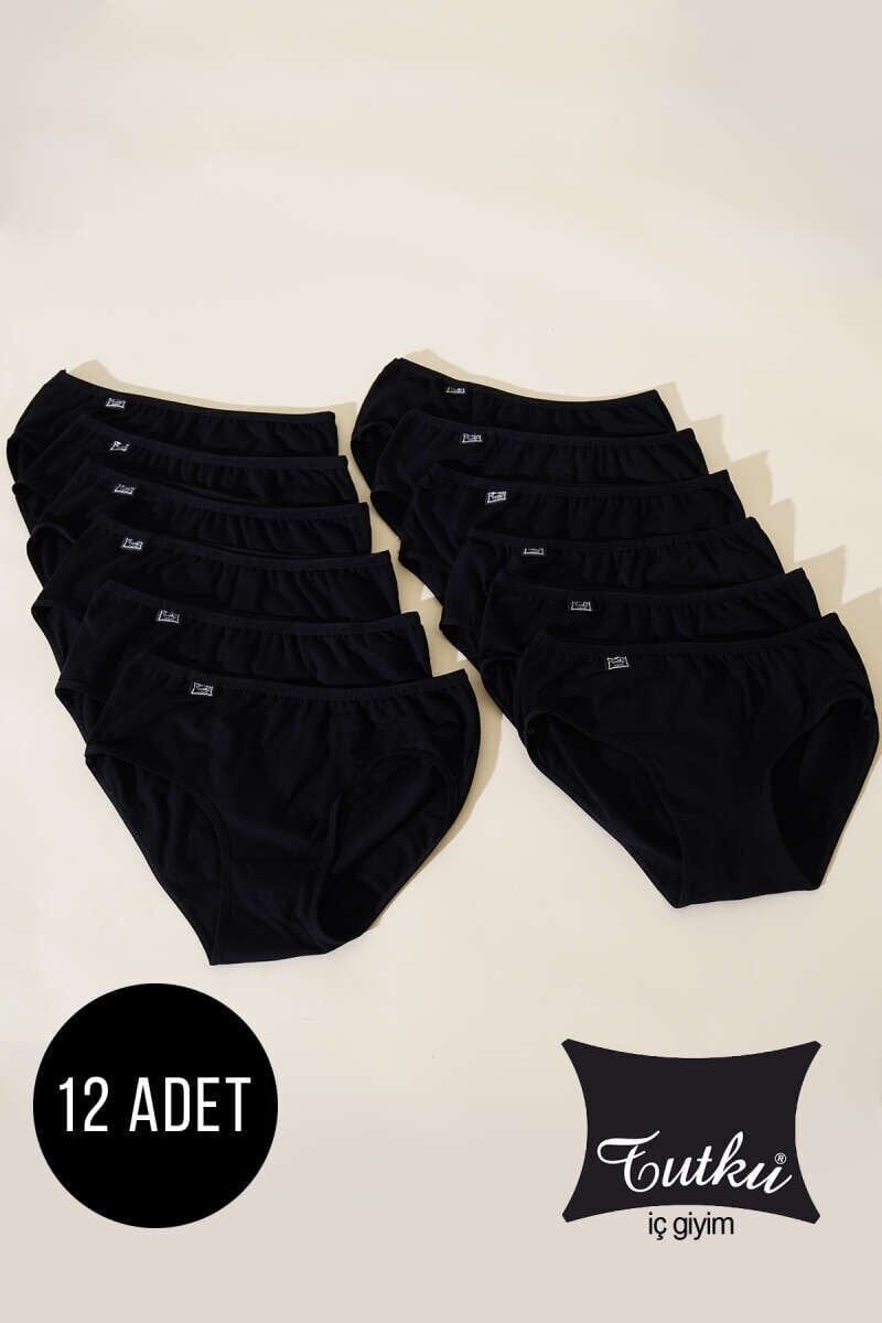 Tutku Kadın 12'li Elastan Bato İnce Lastik Siyah 6/XXL