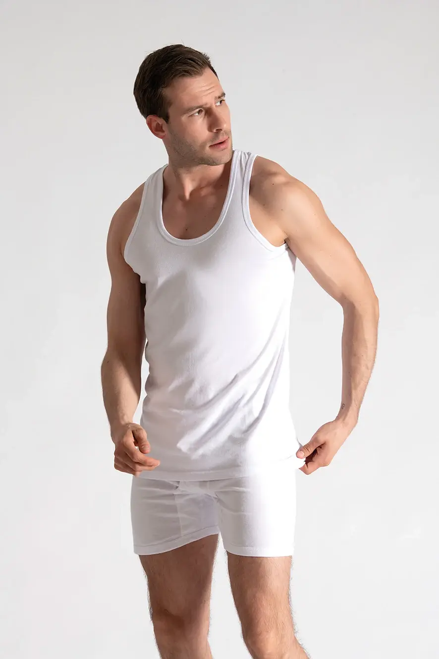 Seher Yıldızı Erkek 6'lı Paket Beyaz Erkek Penye Atlet