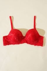 Dantelli Desteksiz Sütyen Kırmızı