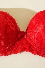 Dantelli Desteksiz Sütyen Kırmızı