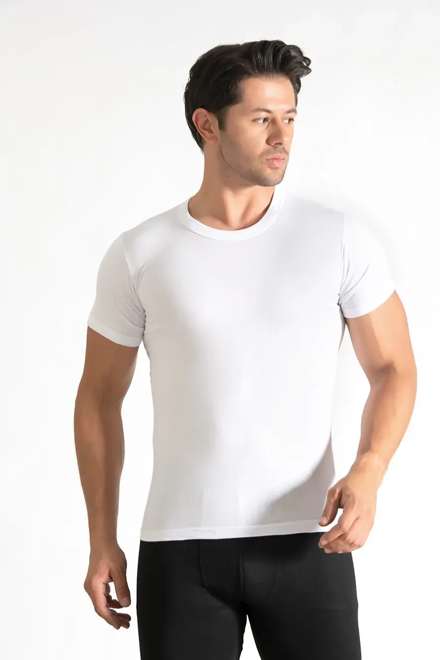 Seher Yıldızı Erkek 6'lı Paket Beyaz Sıfır Yaka Atlet