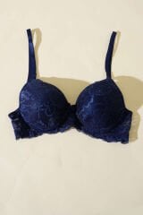 Dantelli Desteksiz Sütyen Lacivert