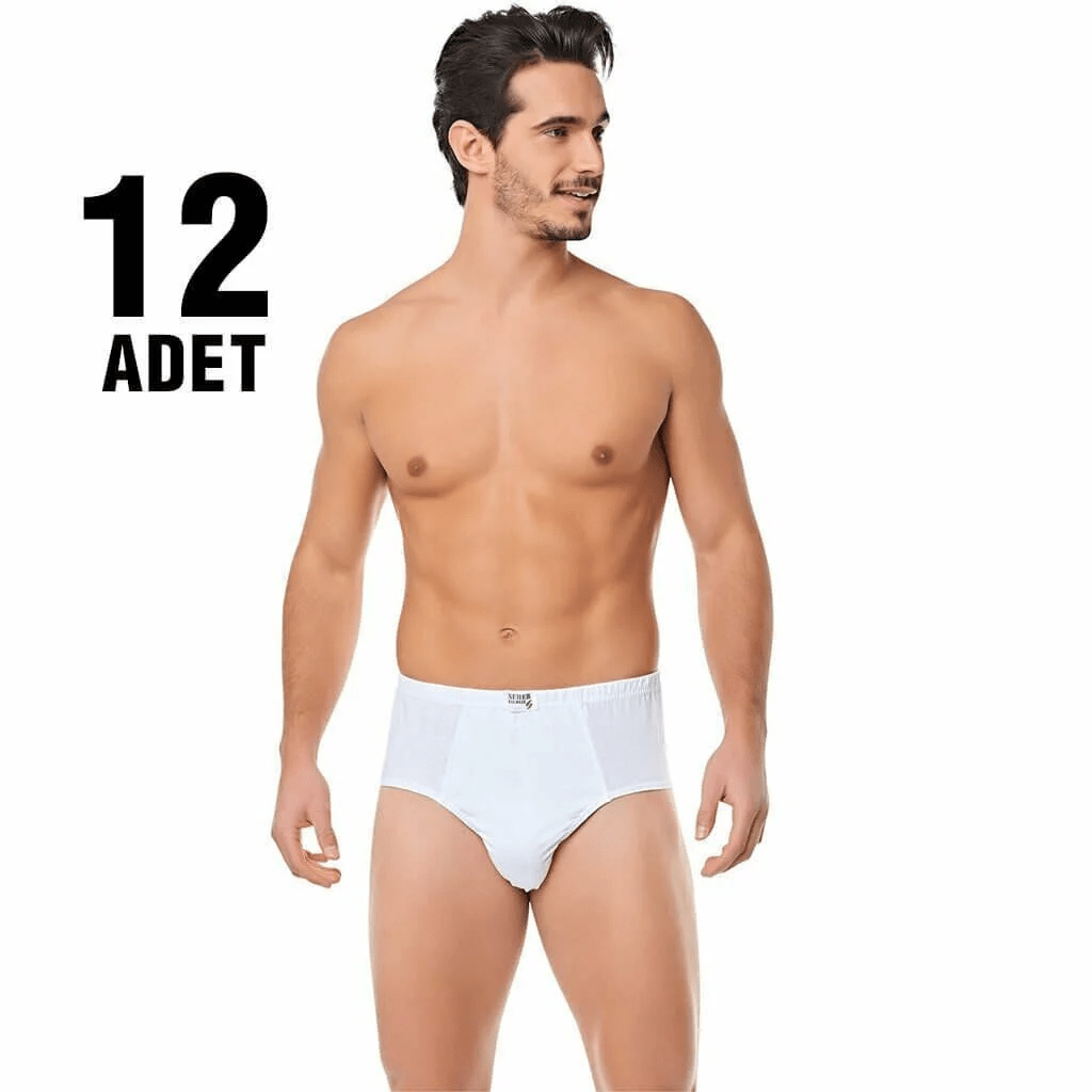 Seher Yıldızı Erkek  12'li Paket Beyaz Kom Slip Külot