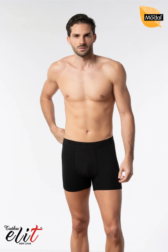 Tutku Elit Erkek Siyah Modal Elastan Boxer