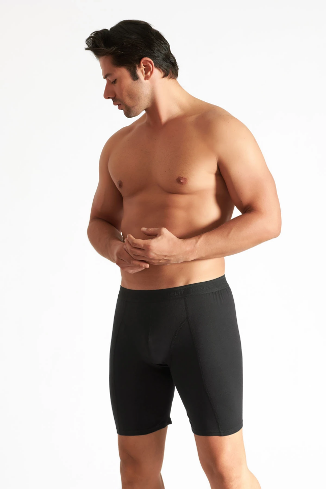 Tutku Elit Erkek Siyah Elastan Uzun Boxer