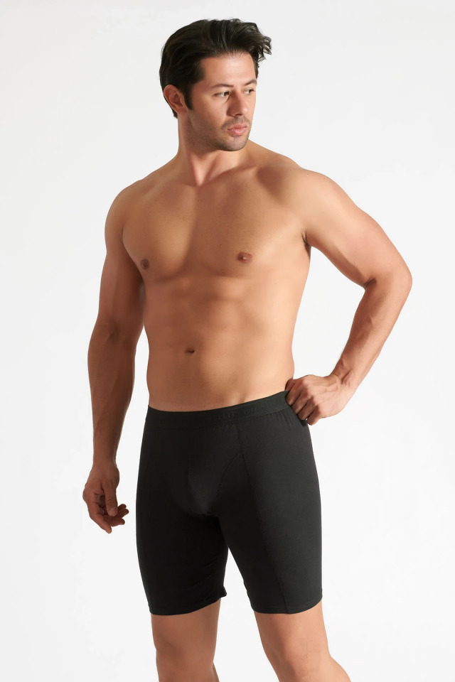 Tutku Elit Erkek Siyah Elastan Uzun Boxer