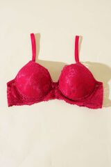 Dantelli Desteksiz Sütyen Vişne