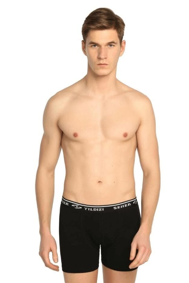 Seher Yıldızı Erkek 3’lü Paket Elastan Boxer Siyah