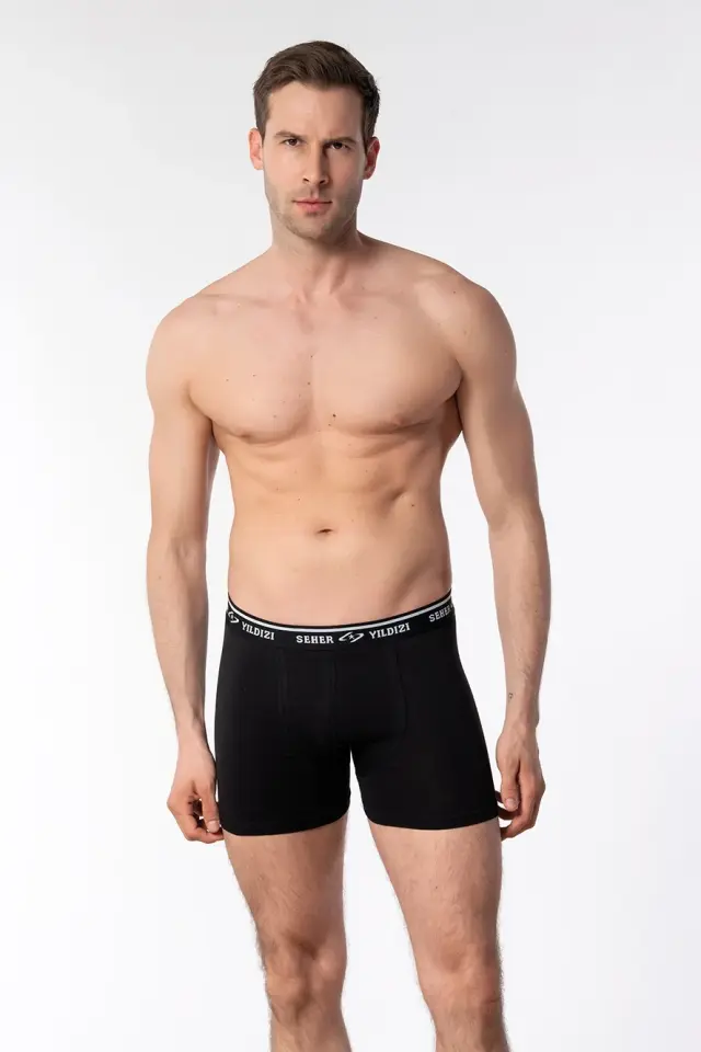 Seher Yıldızı Erkek 3’lü Siyah Elastan Boxer