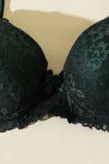 Dantelli Desteksiz Sütyen Zümrüt Yeşili