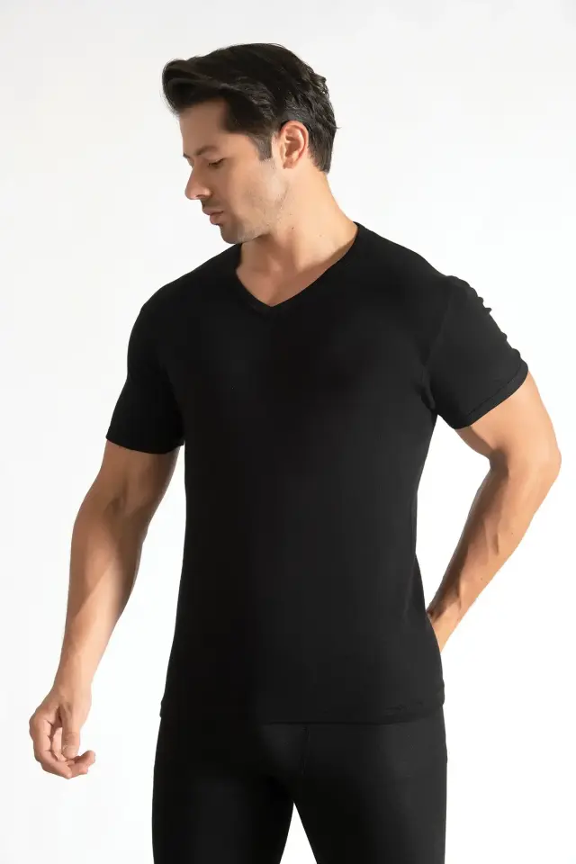 Tutku Elit Erkek Siyah Elastan V Yaka