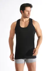 Seher Yıldızı Erkek 6'lı Erkek Penye Siyah Atlet