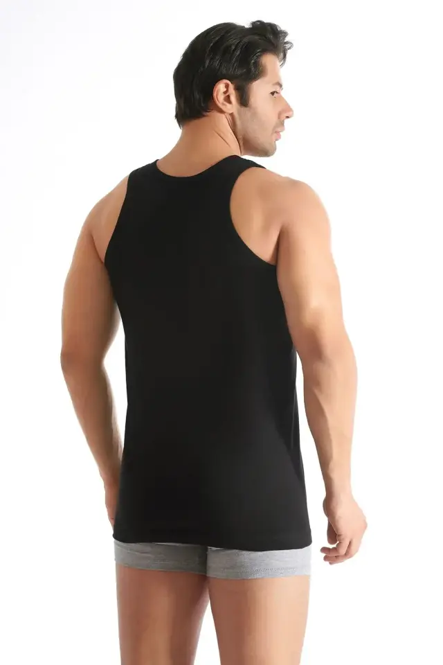 Seher Yıldızı Erkek 6'lı Erkek Penye Siyah Atlet 6/XXL