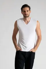 Tutku Elit 3’lü Erkek Elastan V Yaka Sıfır Kol Atlet