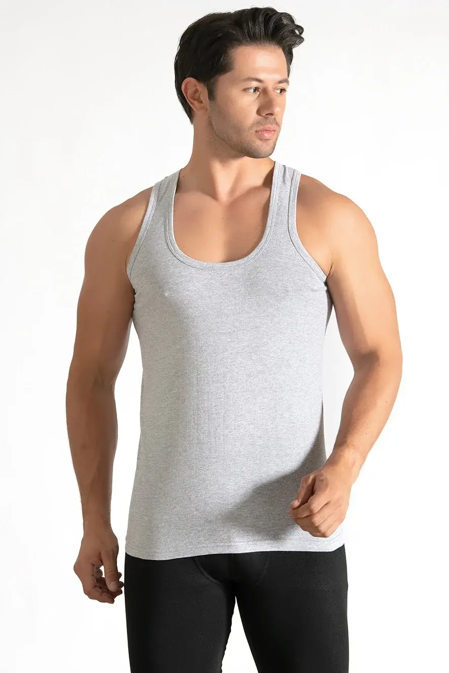 Seher Yıldızı Erkek 6'lı Erkek Penye Gri Atlet