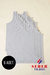 Seher Yıldızı Erkek 6'lı Paket Erkek Penye Atlet Gri