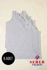 Seher Yıldızı Erkek 6'lı Paket Erkek Penye Atlet Gri