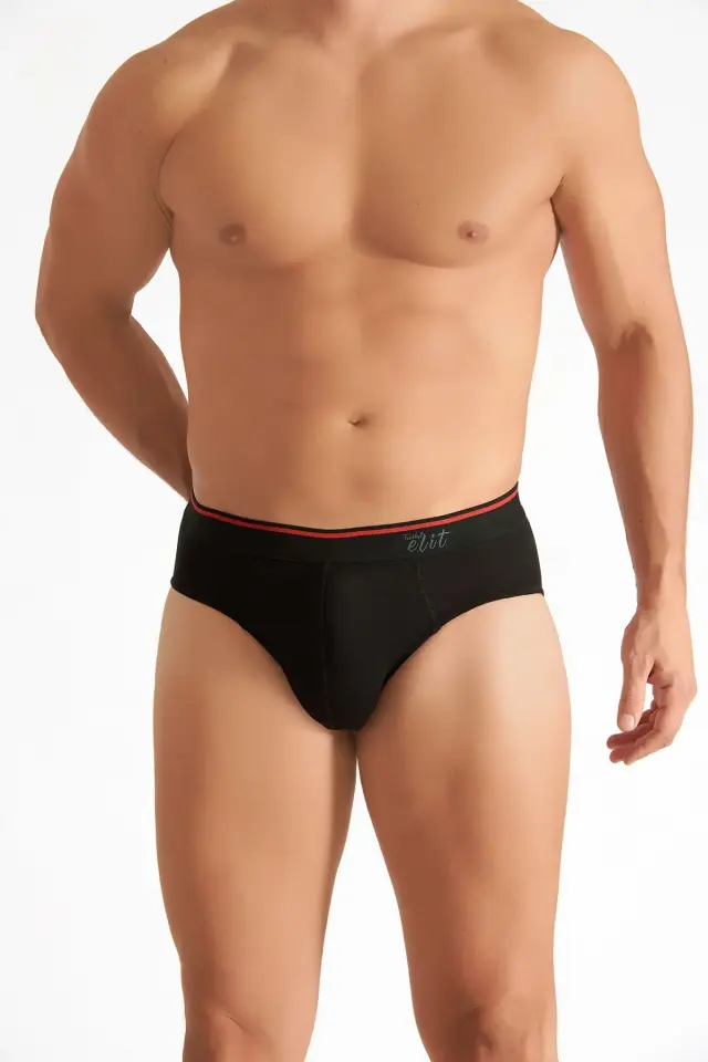 Tutku Elit Erkek Siyah Elastan İnce Bel Kemerli Slip