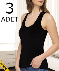 Tutku Elit 3'lü Paket Bayan Modal Elastan Geniş Askılı Atlet