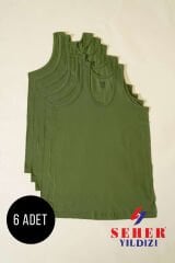 Seher Yıldızı Erkek 6'lı Paket Erkek Penye Atlet Haki