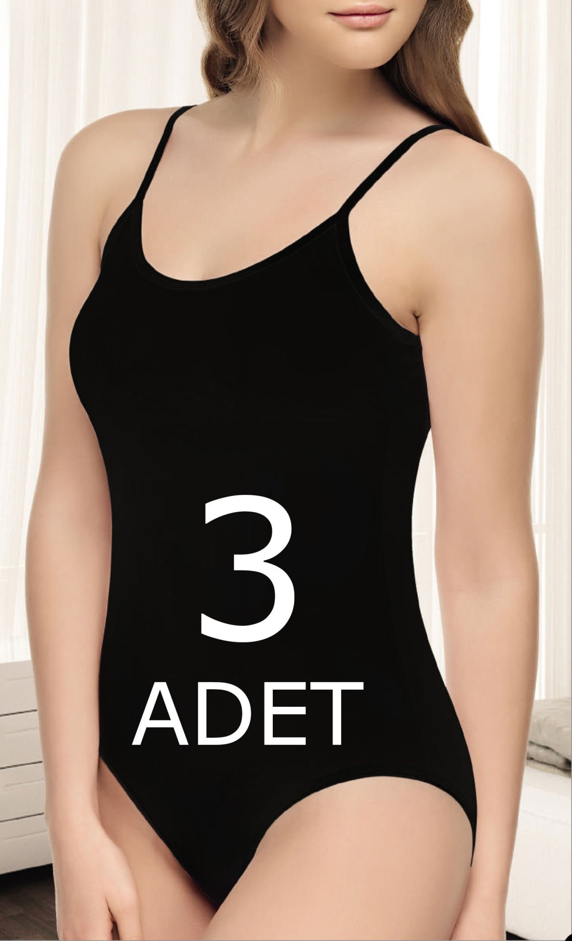 Tutku Elit 3'lü Paket Bayan Modal Elastan İp Askılı Çıtçıtlı Body