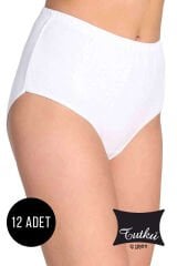 Tutku Kadın 12'li Paket Beyaz Ribana Bato Kalın Lastik